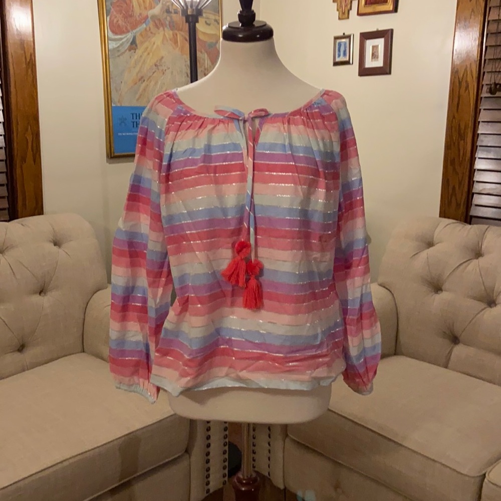 NWT J Crew Rainbow Peasant Blouse